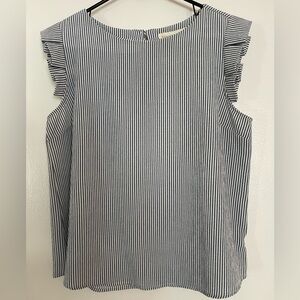 Seersucker Striped Flutter Sleeve Tank